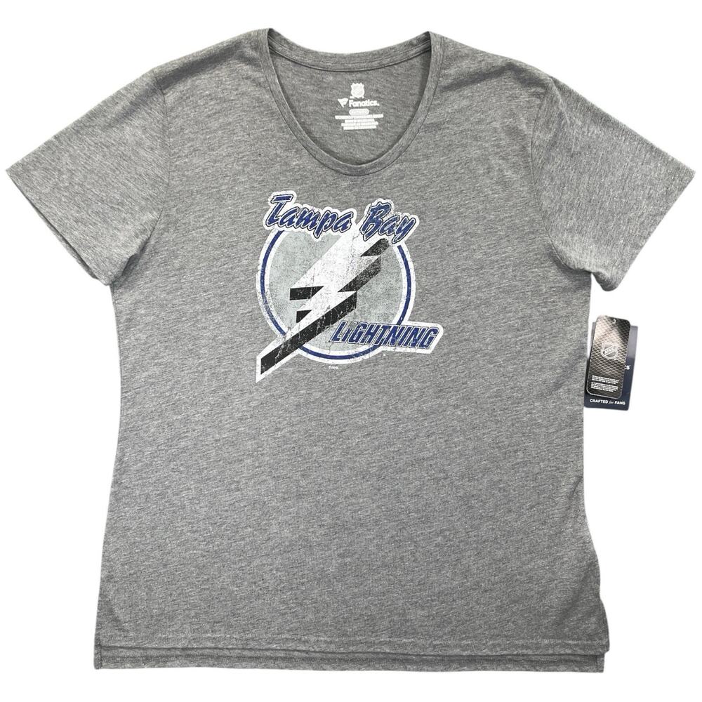 Tampa Bay Lightning Women’s XL Fanatics T‑Shirt Gray NWT NHL